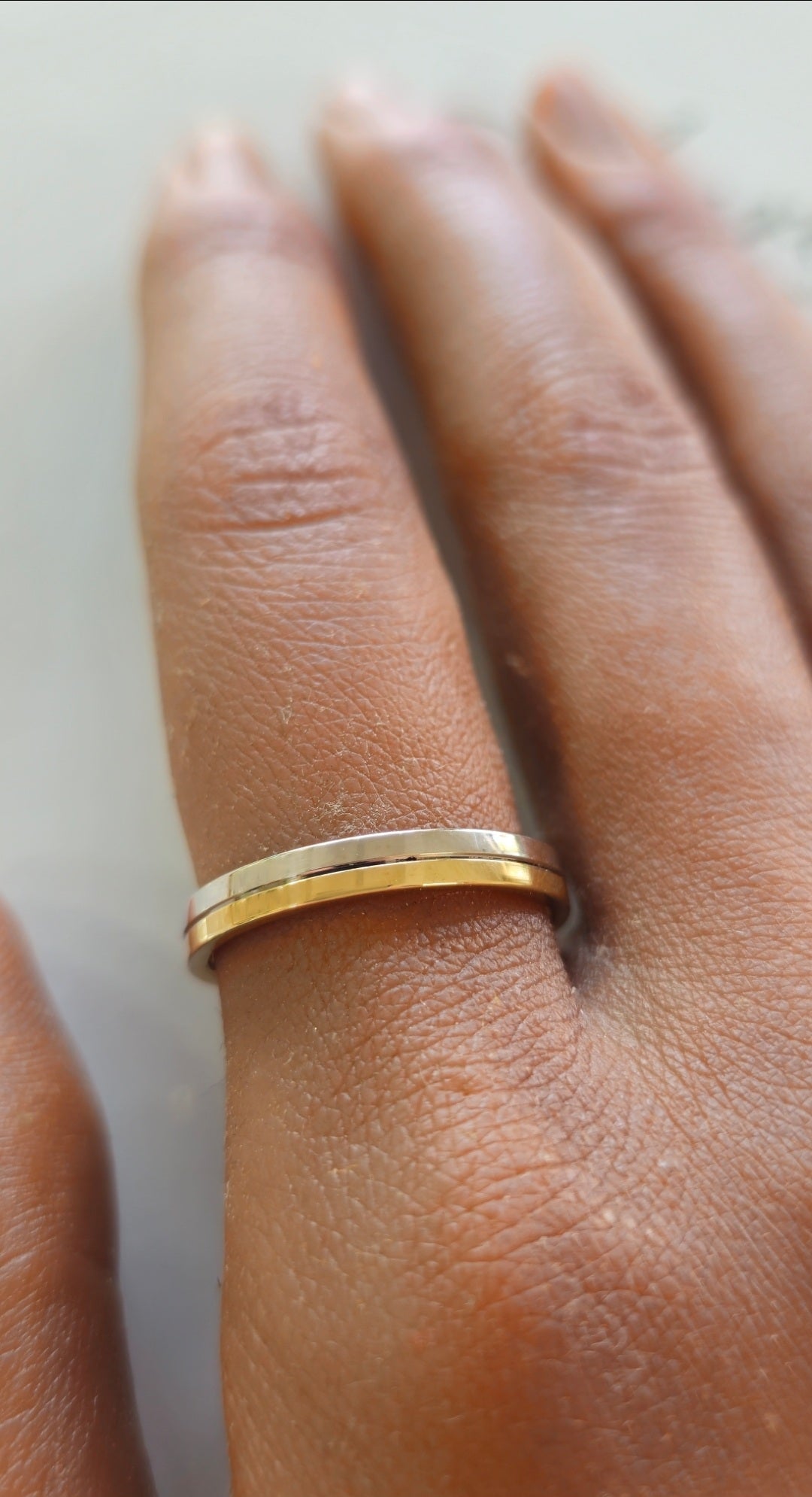 Aliança Bicolor 3mm Ouro