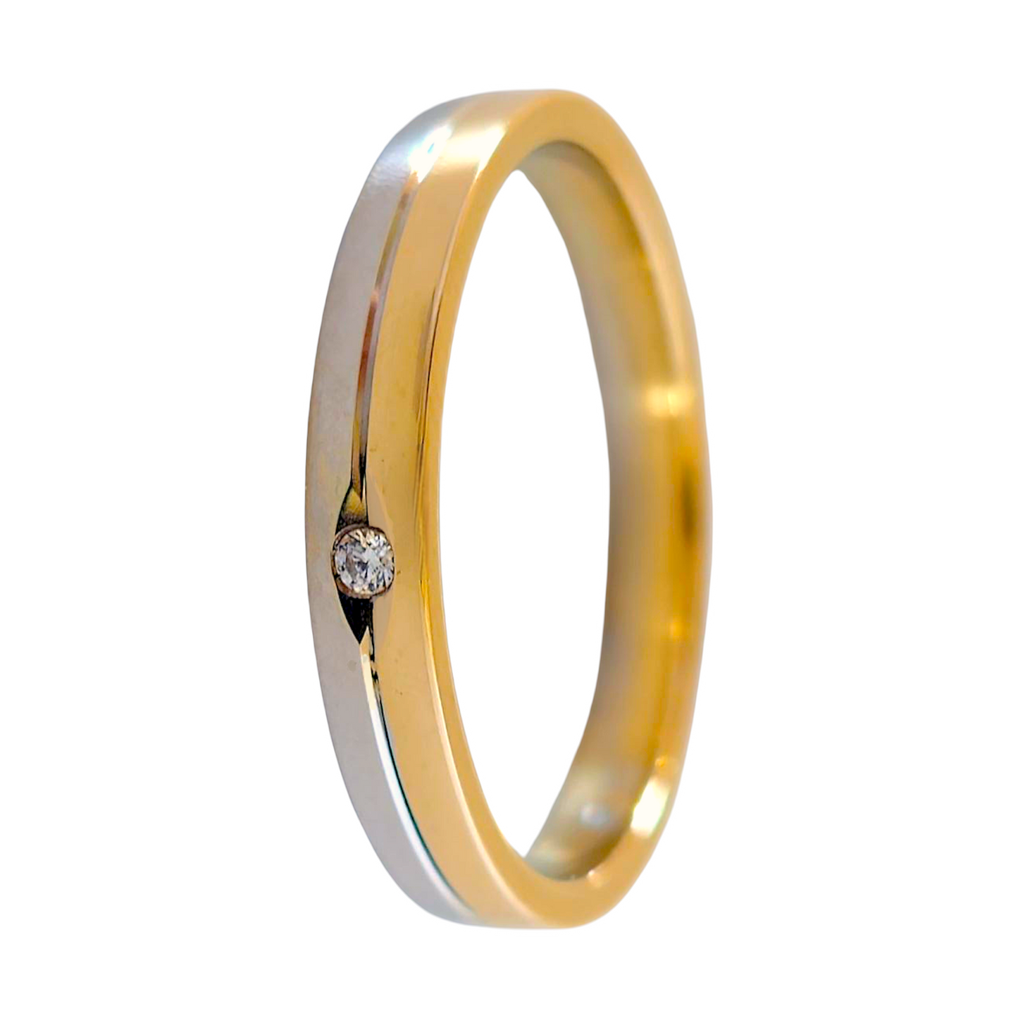 Aliança Bicolor 3mm Ouro