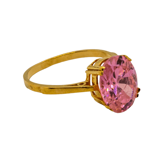 Anel Zircónia Rosa Ouro - Aurus Jóias