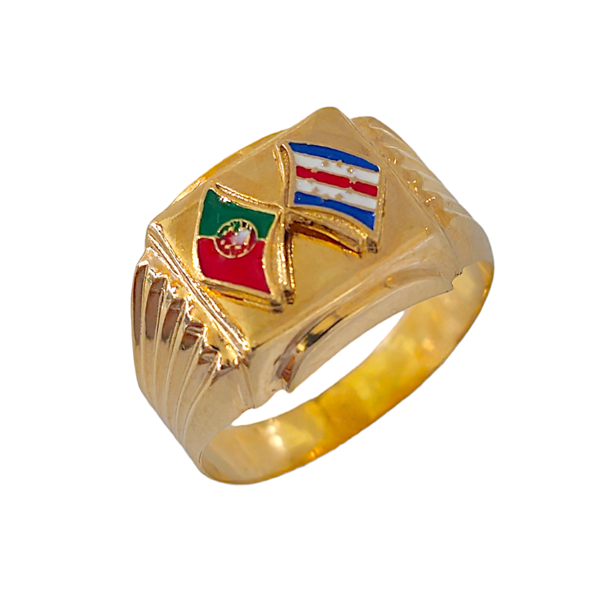 Anneau de drapeaux d'or