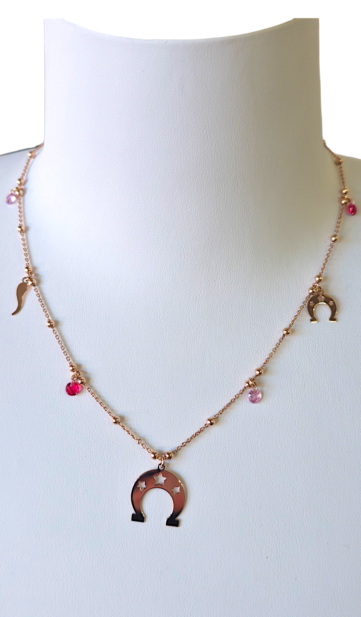 Collier en or rose et argent