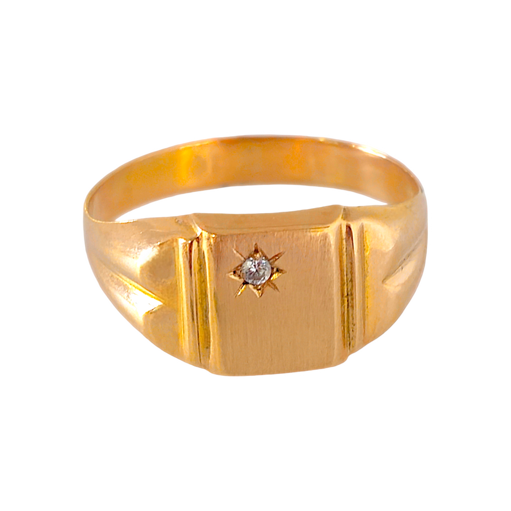 Corner Stone Ring with Gold