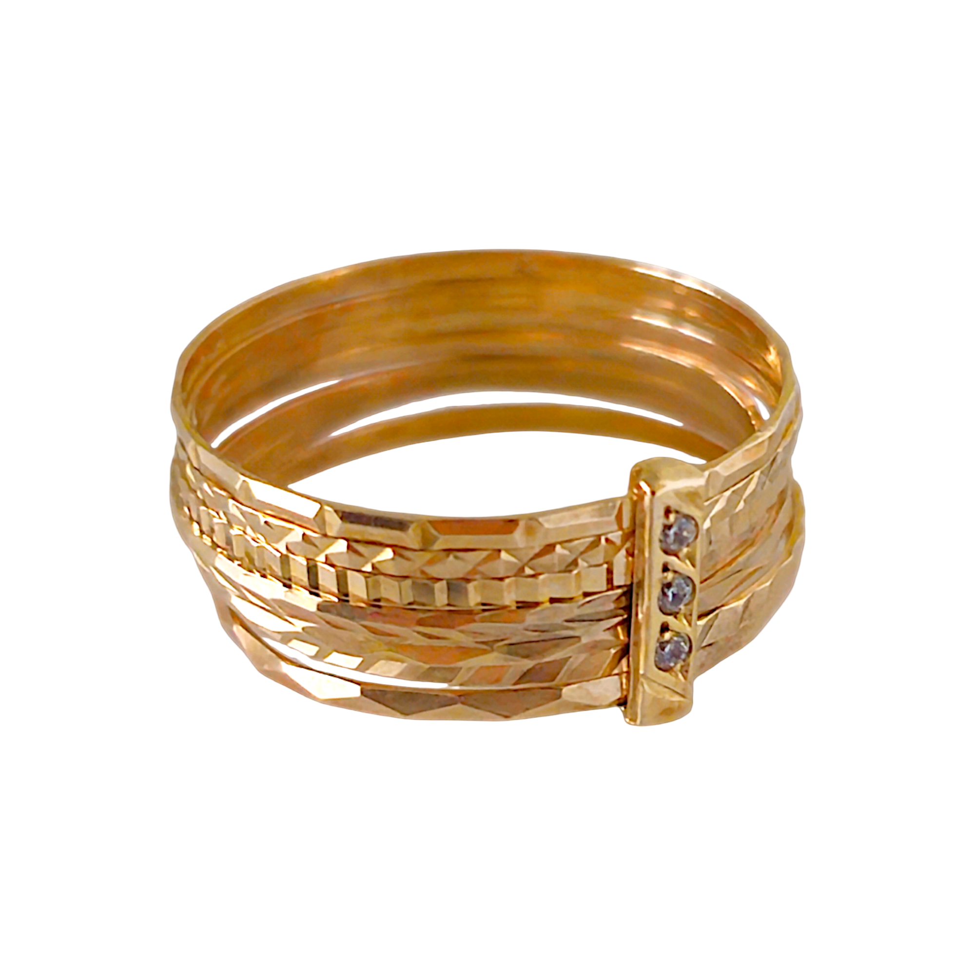 Bague Alliance en or avec 7 zircons cubiques