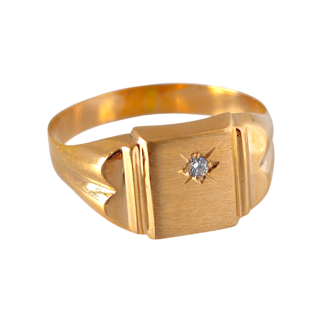 Corner Stone Ring with Gold
