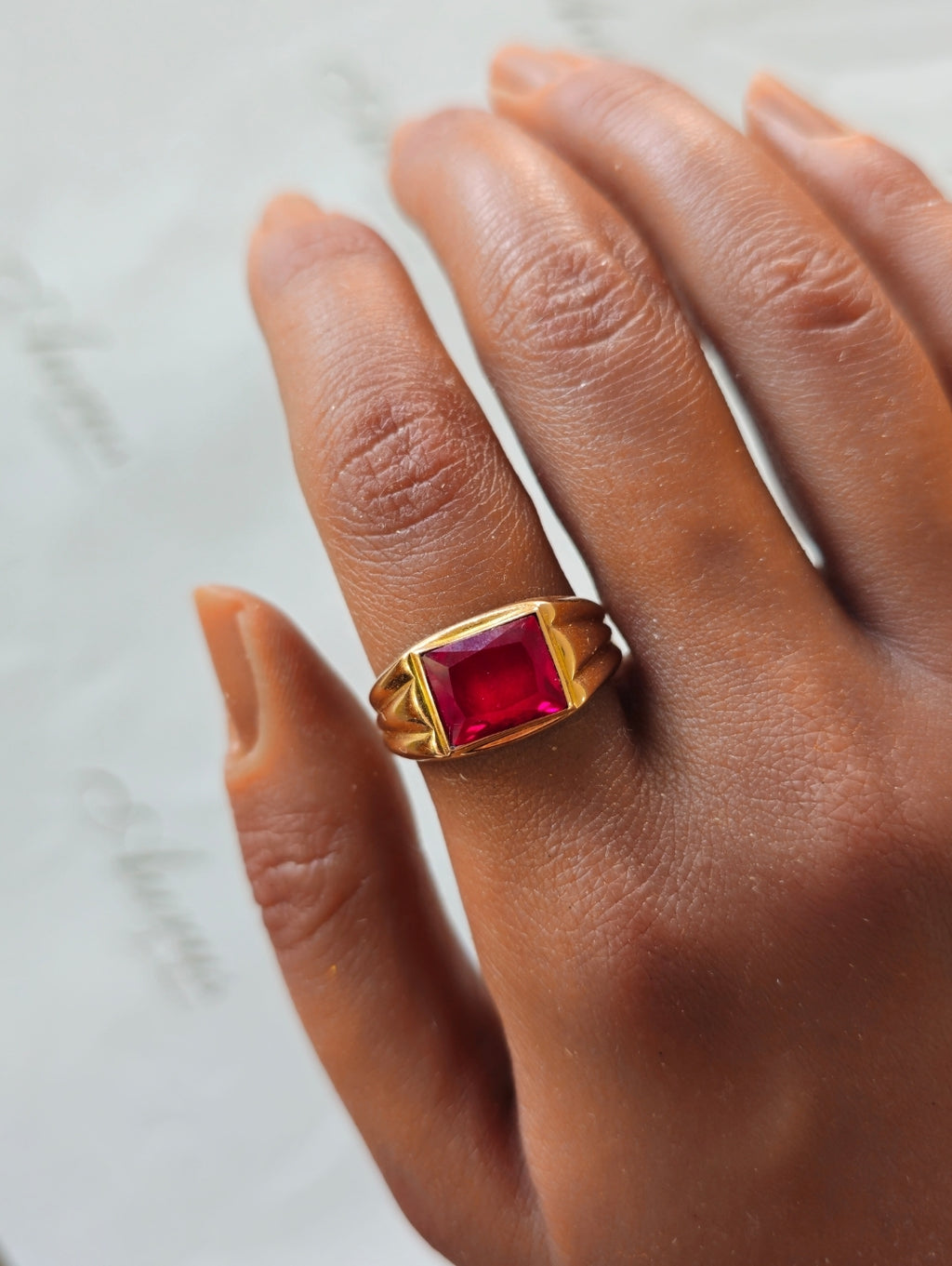 Bague Zircone Or Rouge 