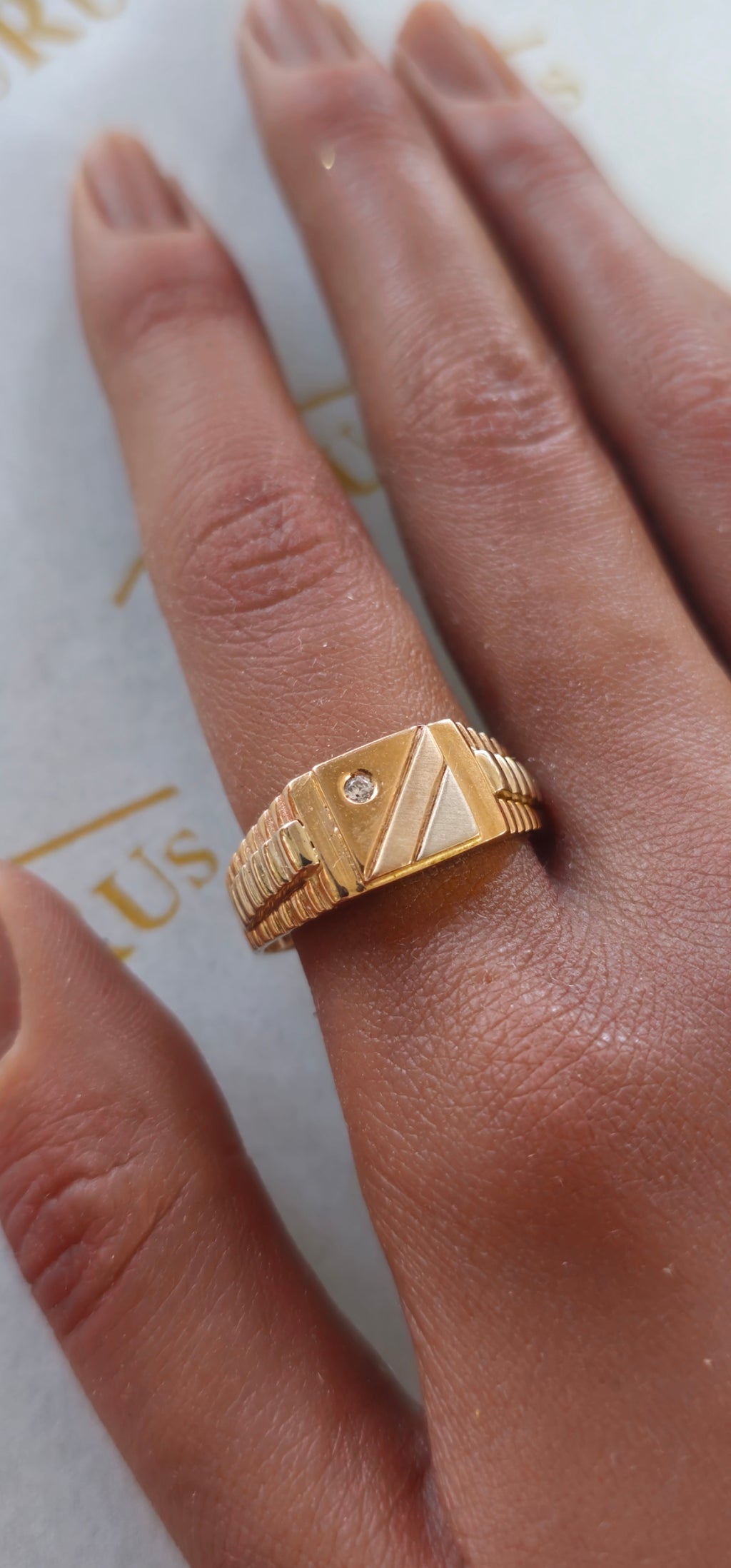 Bague en or et zircon bicolore