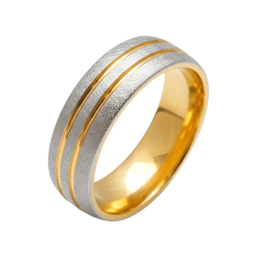 Aliança Bicolor 6mm Ouro - Aurus Jóias