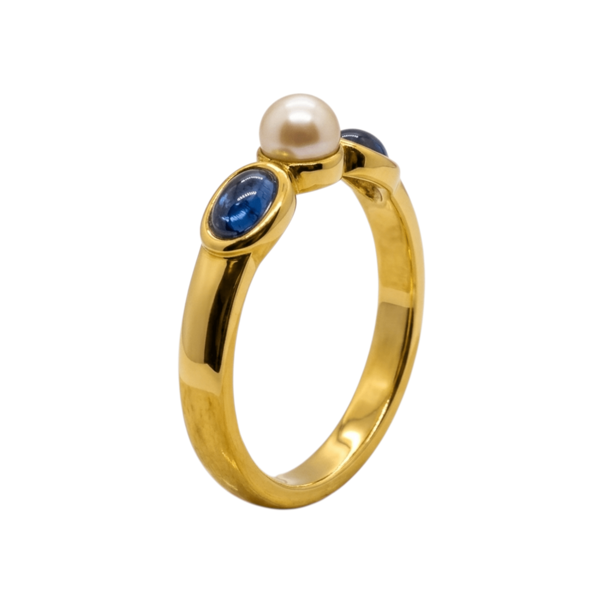 Anel C / Pérola e Safiras Ouro - Aurus Jóias