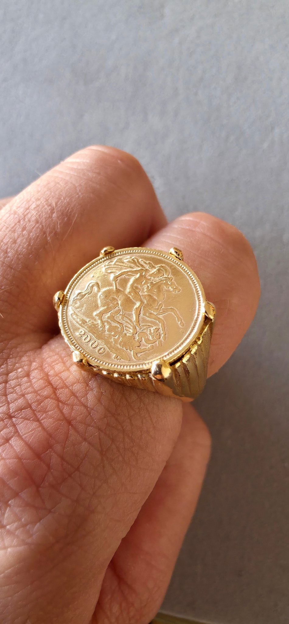 Anel Meia Libra Prata Plaqueada Ouro 24kl - Aurus Jóias