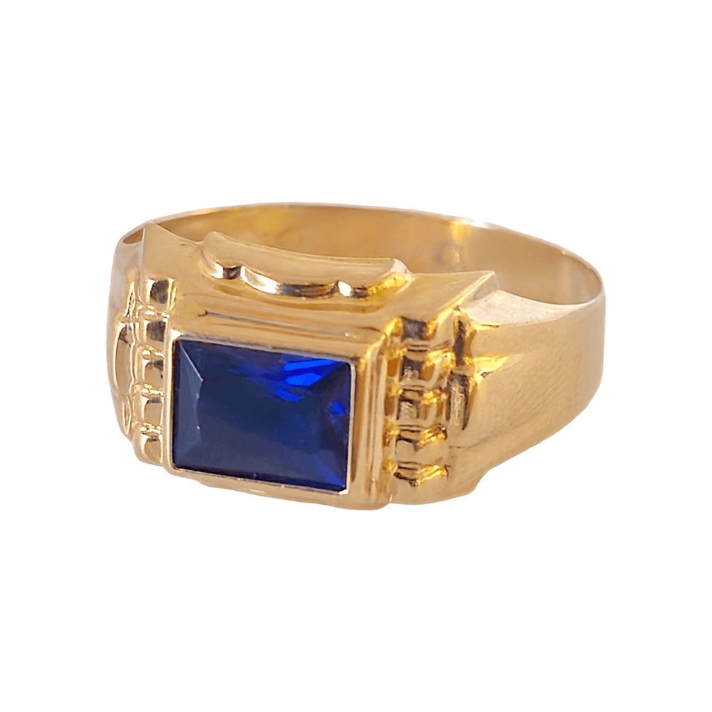 Anel Zircónia Azul Ouro - Aurus Jóias
