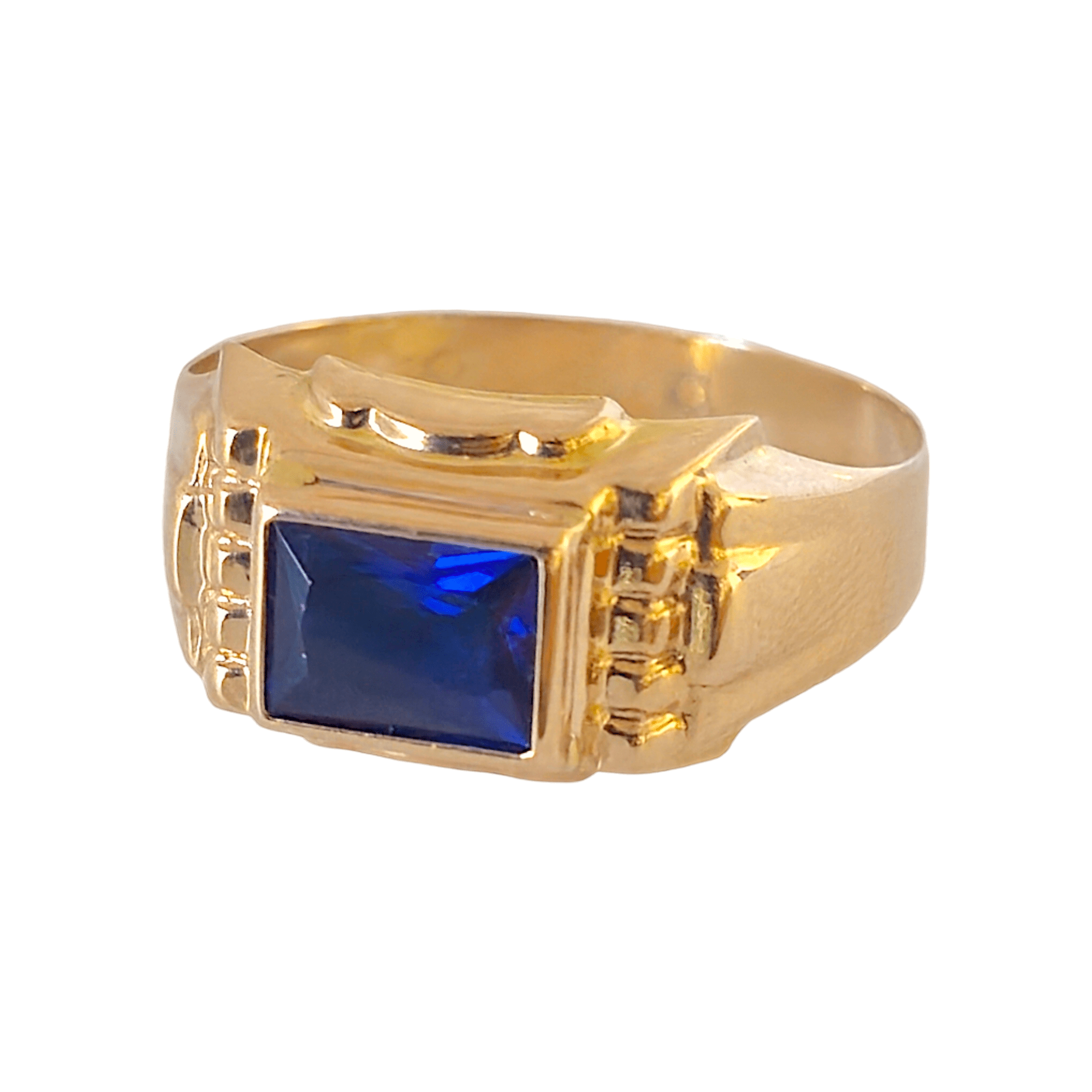 Anel Zircónia Azul Ouro - Aurus Jóias