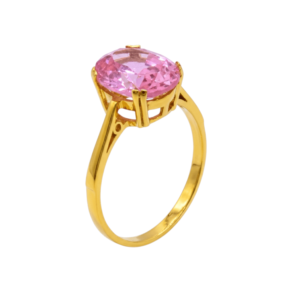 Anel Zircónia Rosa Ouro - Aurus Jóias