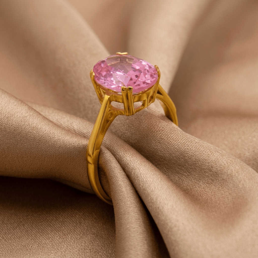 Anel Zircónia Rosa Ouro - Aurus Jóias