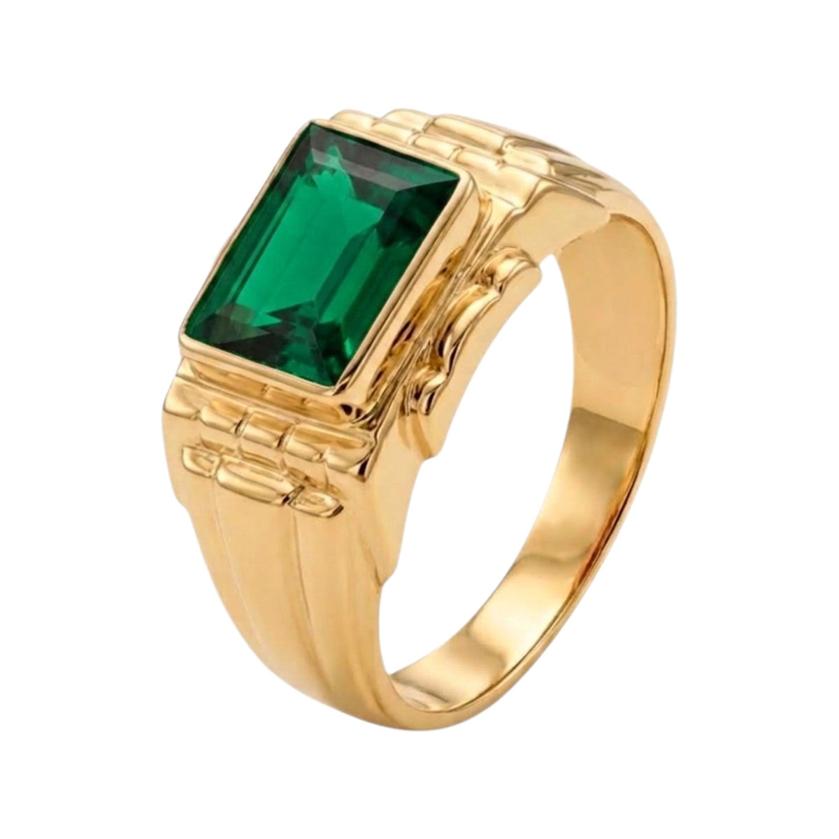 Anel Zircónia Verde Ouro - Aurus Jóias