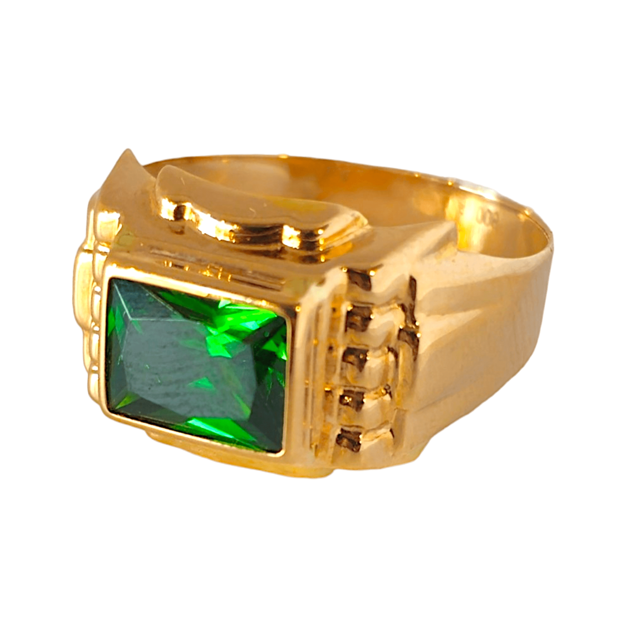 Anel Zircónia Verde Ouro - Aurus Jóias