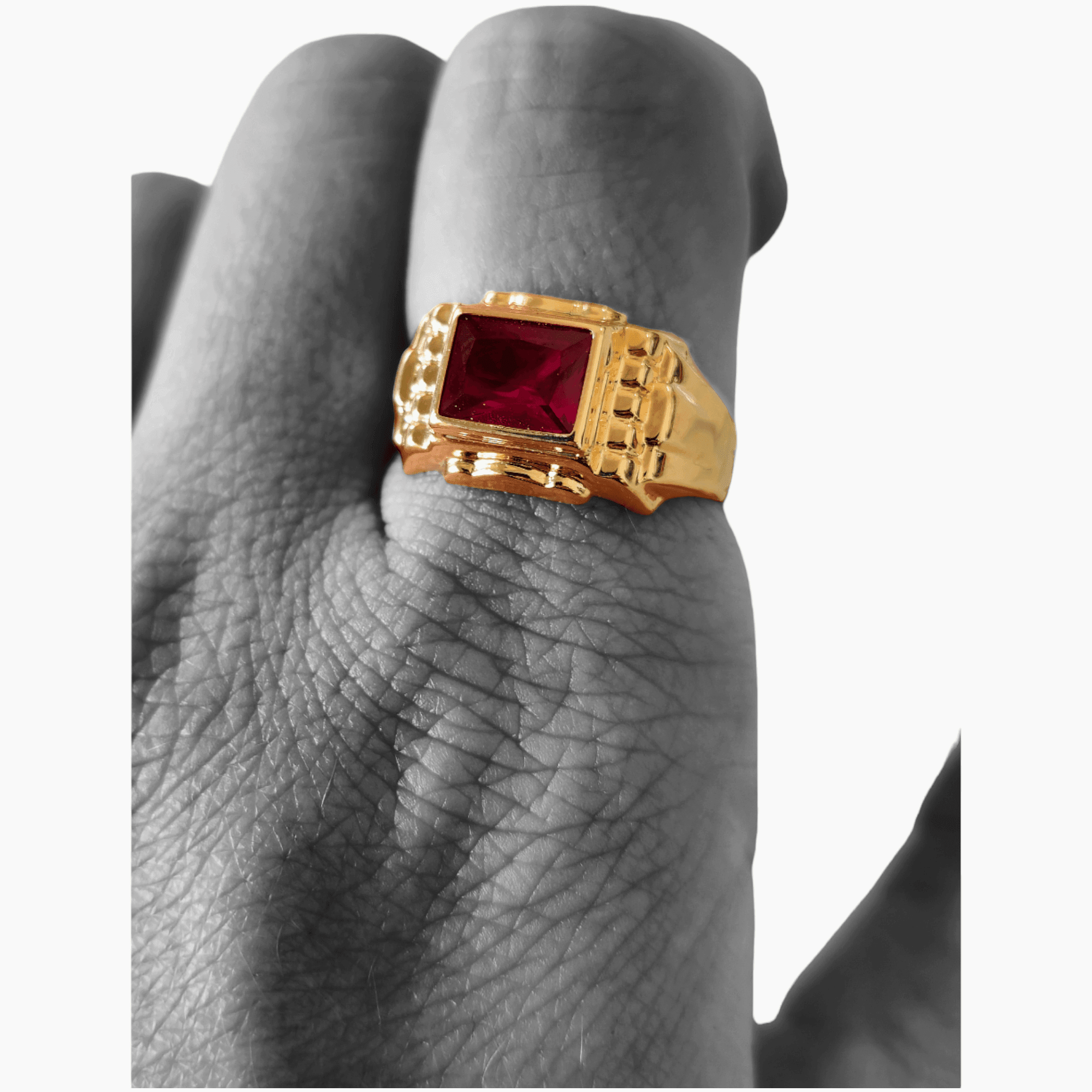 Anel Zircónia Vermelha Ouro - Aurus Jóias