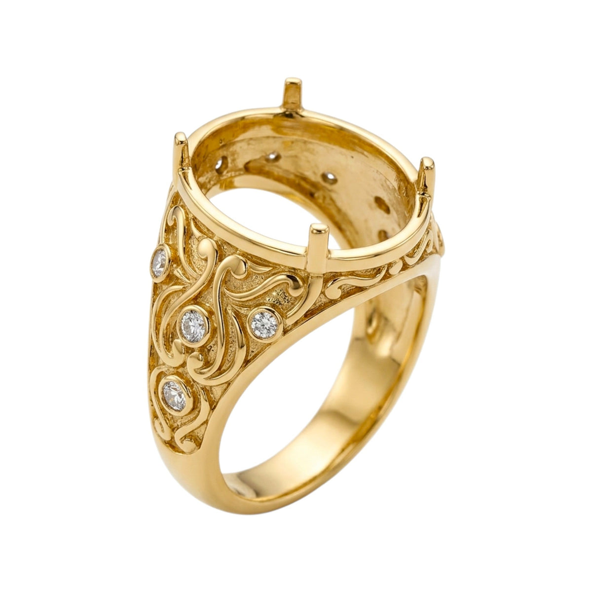 Armação Anel Meia Libra Ouro - Aurus Jóias