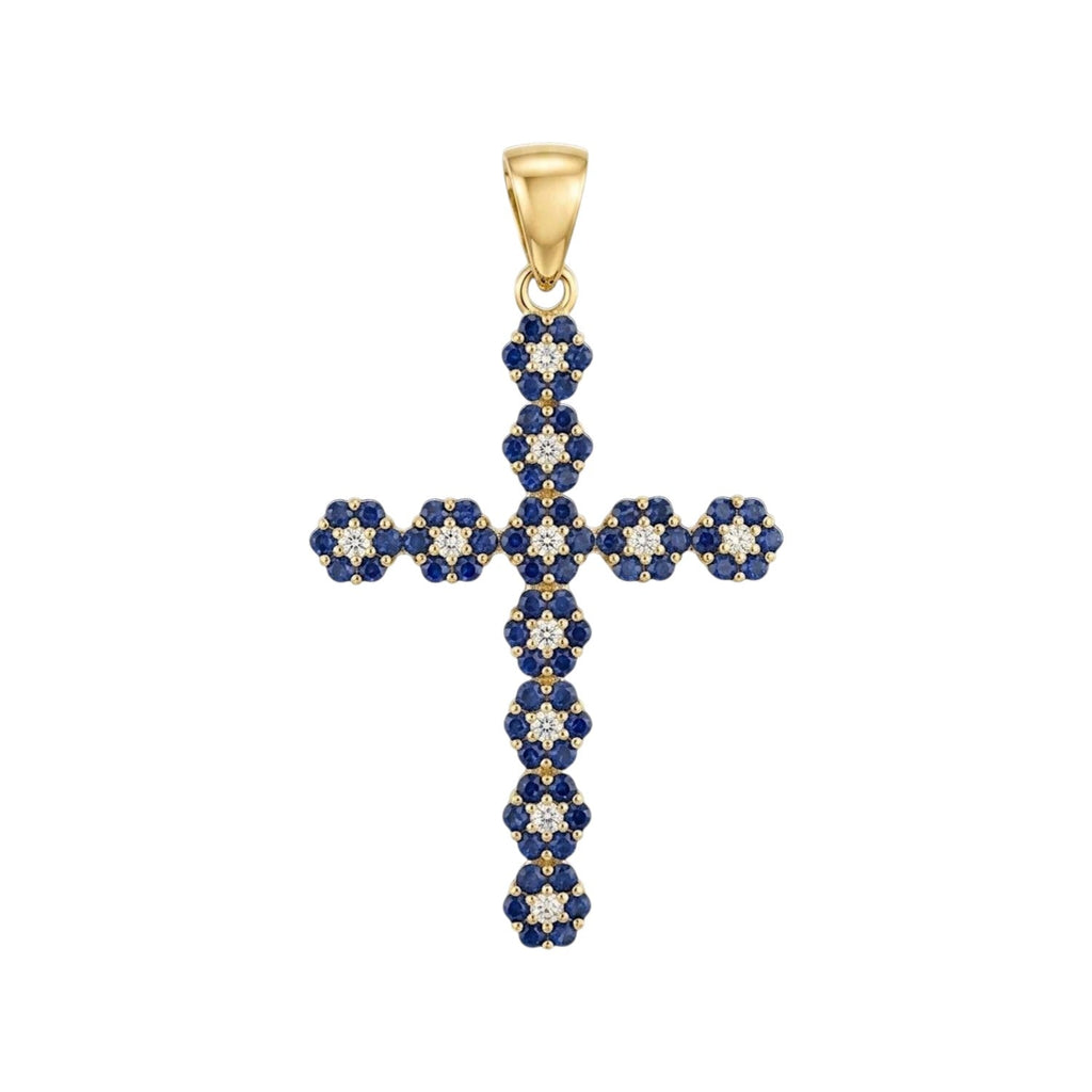 Pingente de Cruz com Pedras Ouro - Aurus Jóias