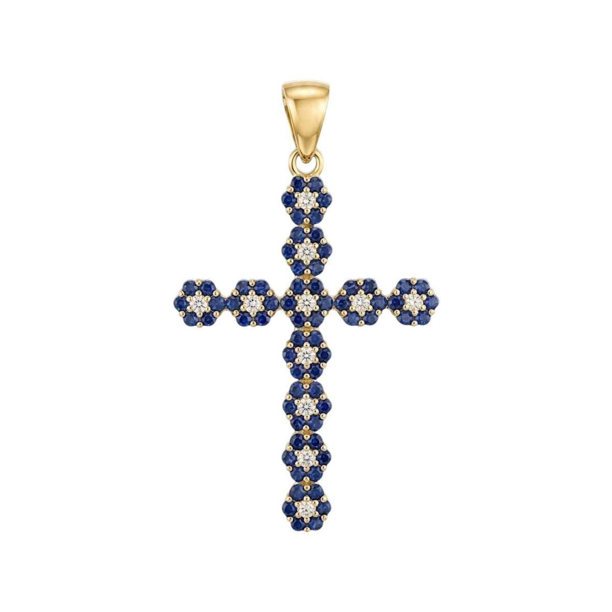 Pingente de Cruz com Pedras Ouro - Aurus Jóias