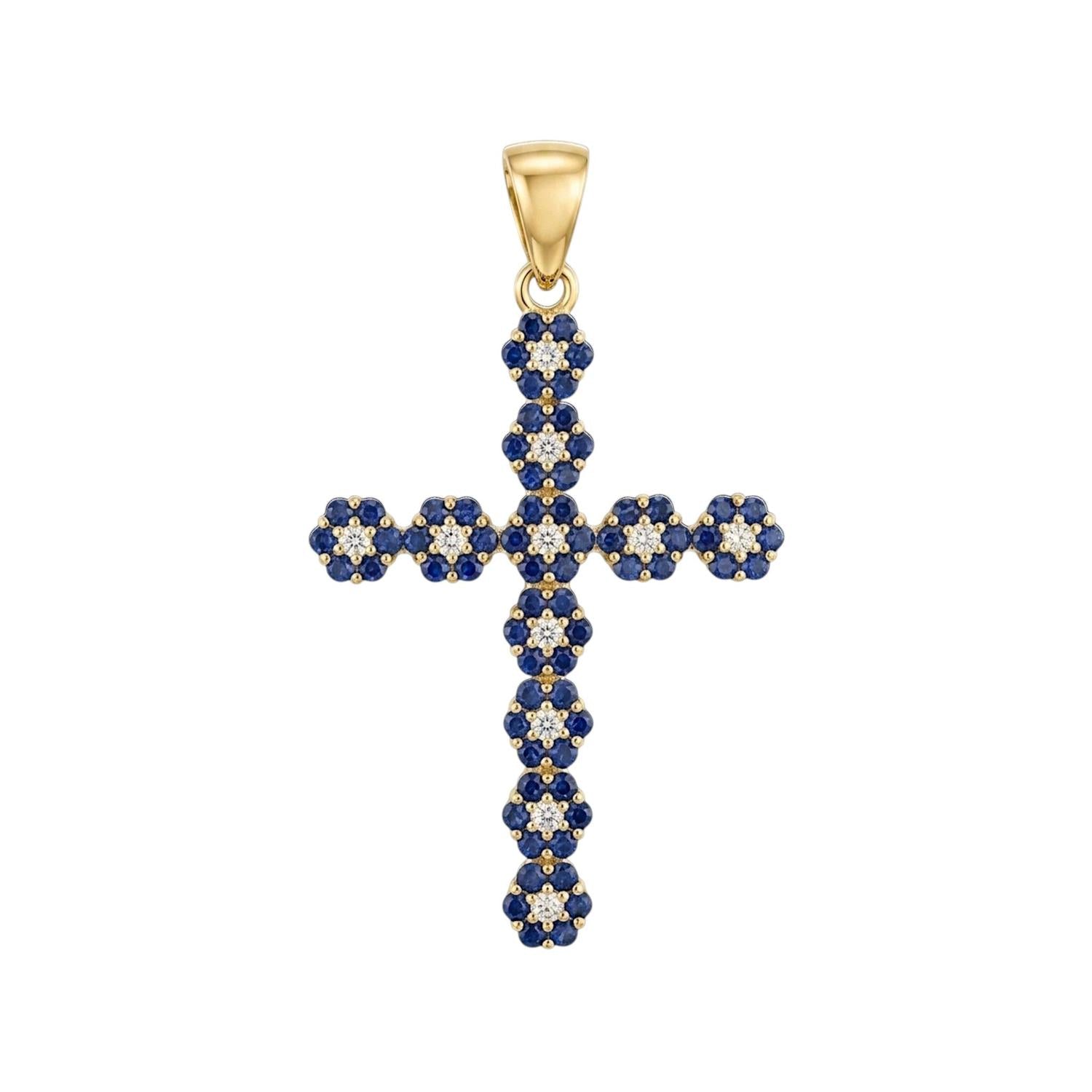 Pingente de Cruz com Pedras Ouro - Aurus Jóias