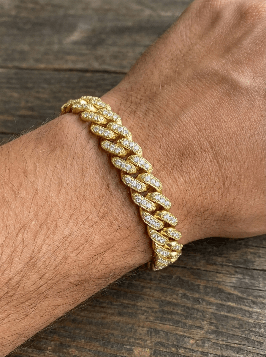 Pulseira Barbela Cravejada Zircónias - Aurus Jóias