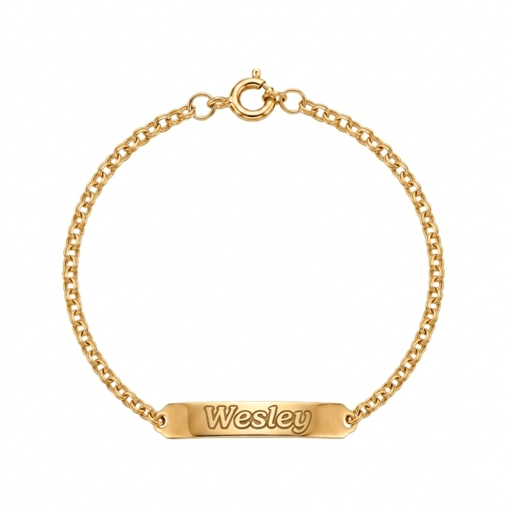 Pulseira C/Chapa Criança Ouro - Aurus Jóias
