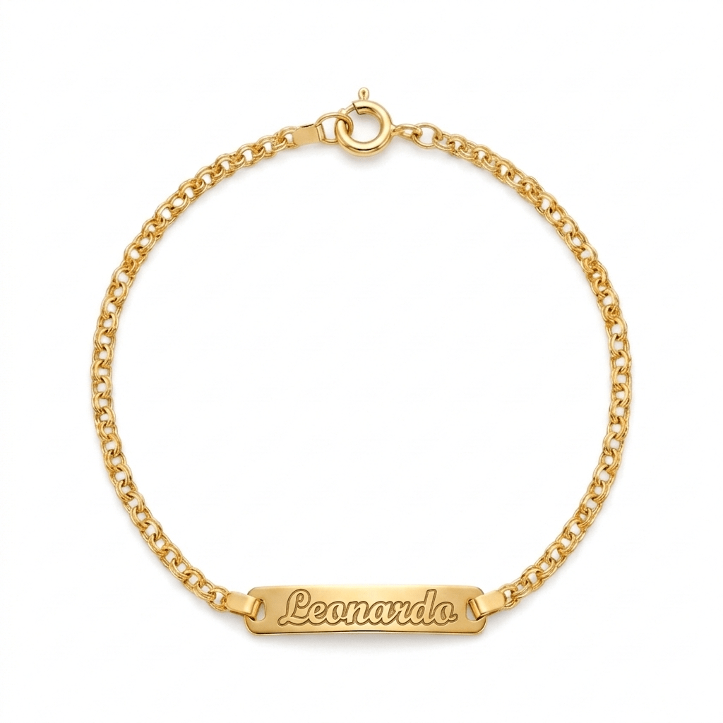 Pulseira C/Chapa Criança Ouro - Aurus Jóias