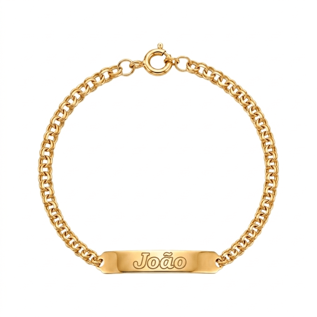 Pulseira C/Chapa Criança Ouro - Aurus Jóias