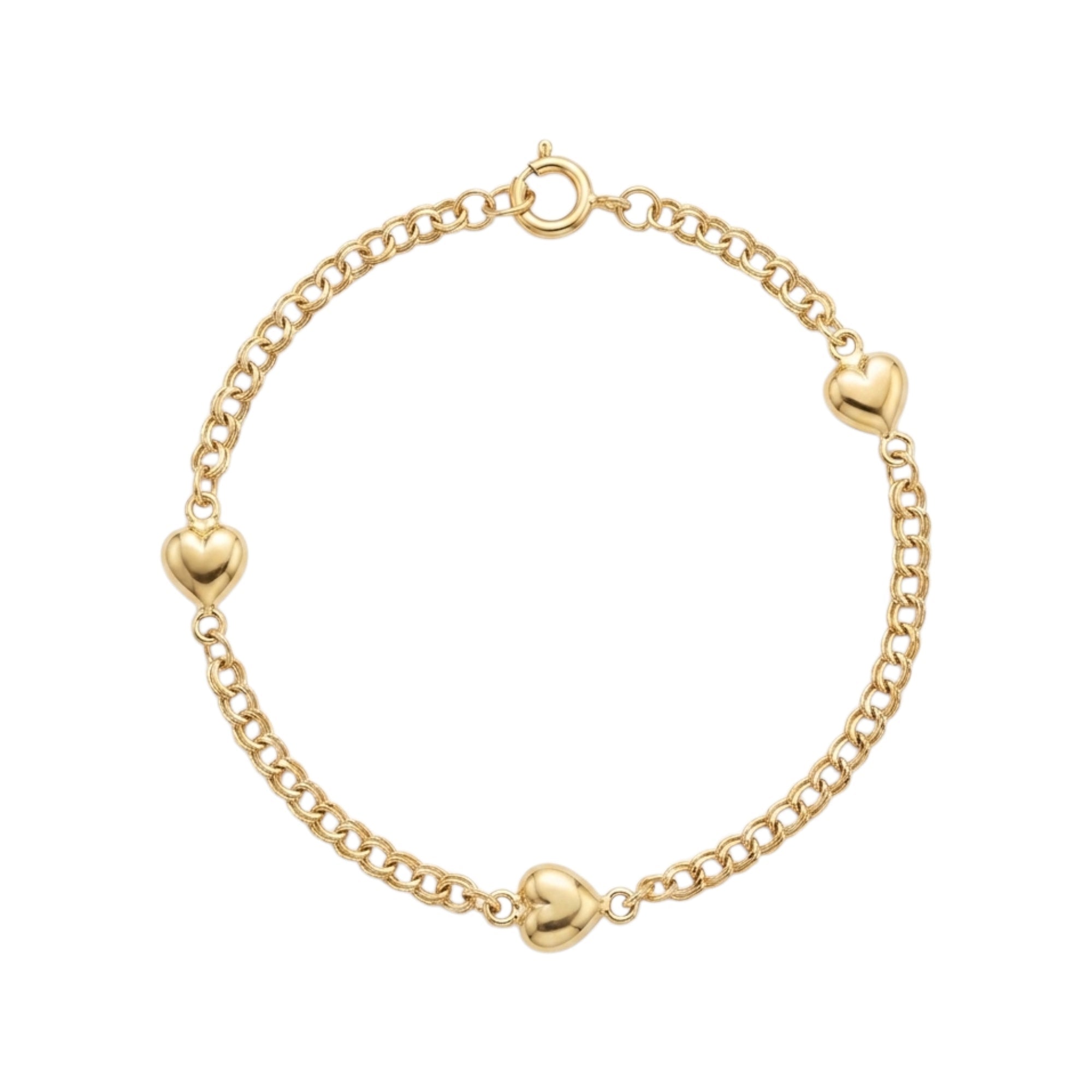 Pulseira C/Corações Criança Ouro - Aurus Jóias