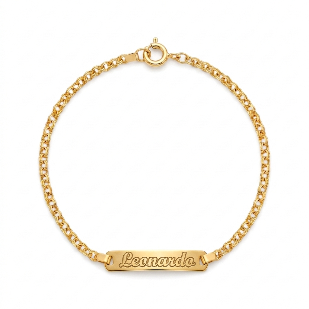 Pulseira C/Chapa Criança Ouro