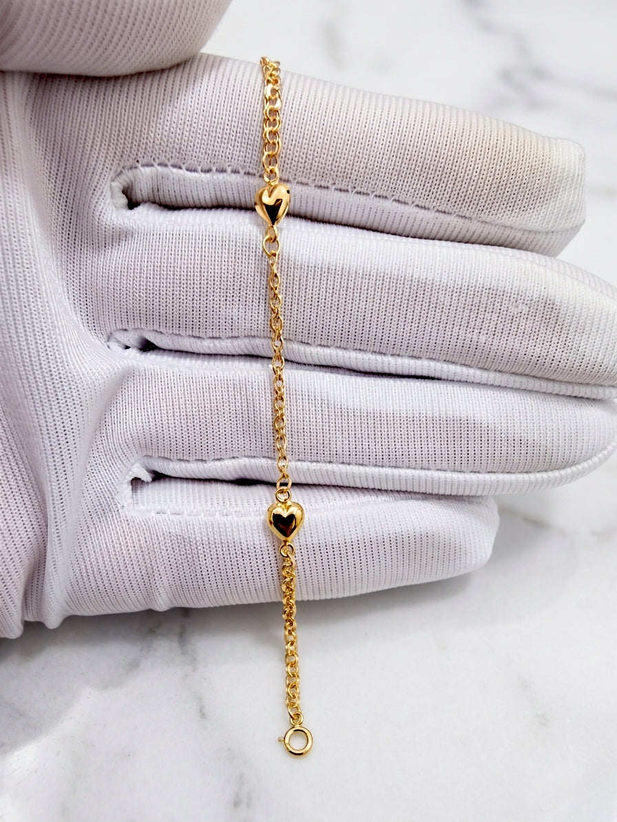 Pulseira C/Corações Criança Ouro