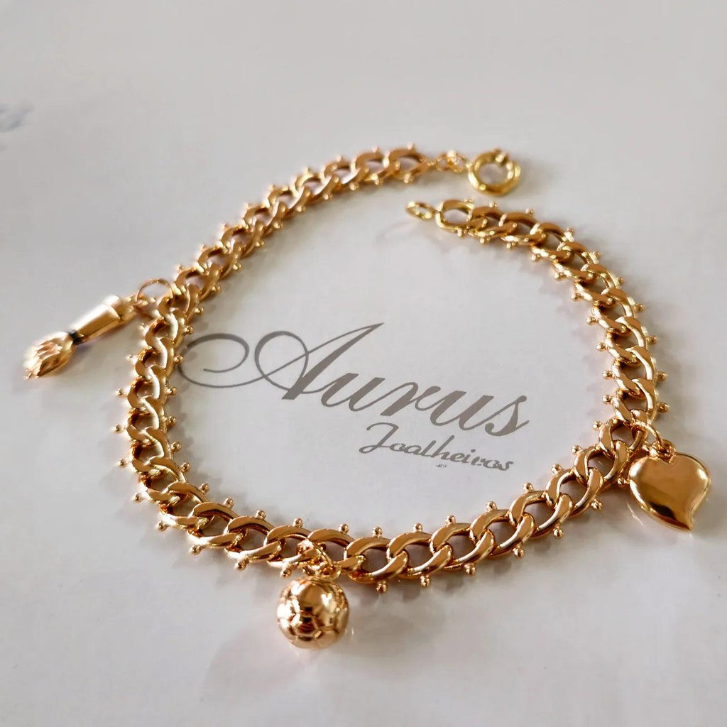 Pulseira Centopeia Com Pendentes Ouro - Aurus Jóias