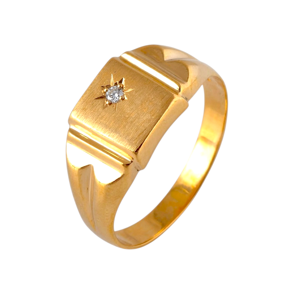 Corner Stone Ring with Gold