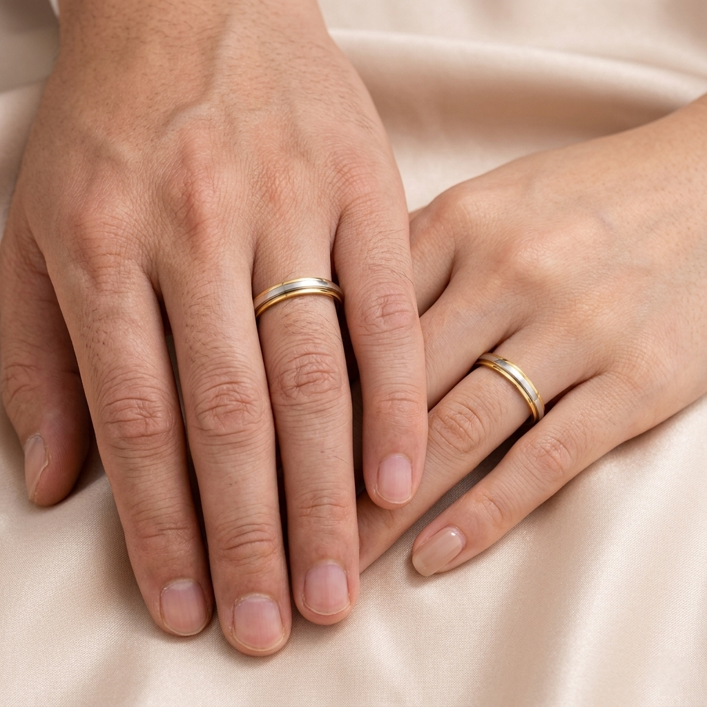 Aliança Bicolor 3mm Ouro