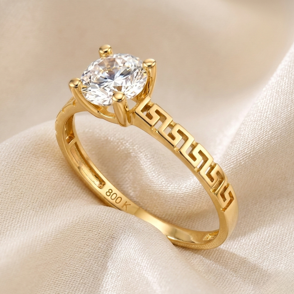 V-shaped Zirconia Gold Ring