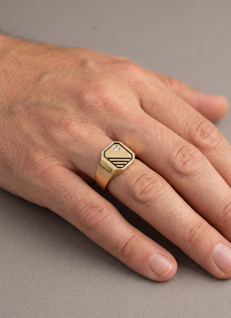 Bague en or et onyx