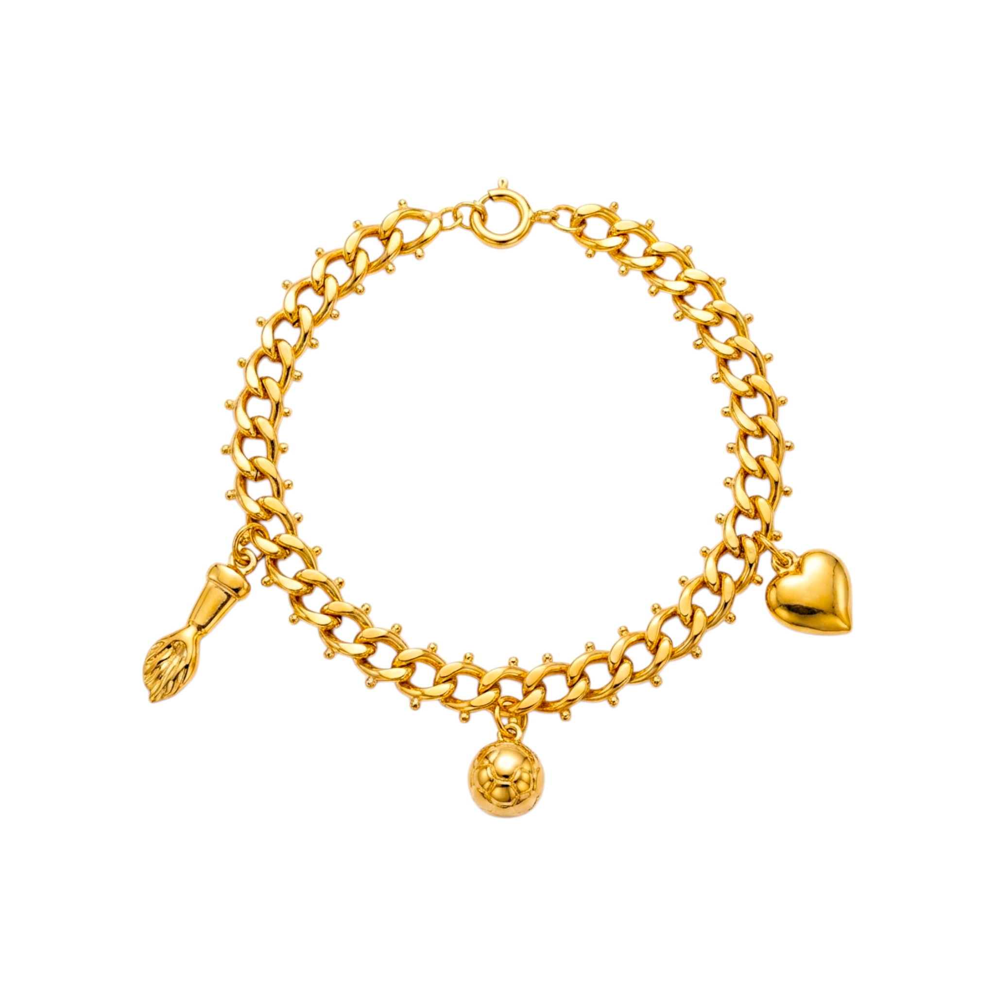 Pulseira Centopeia Com Pendentes Ouro