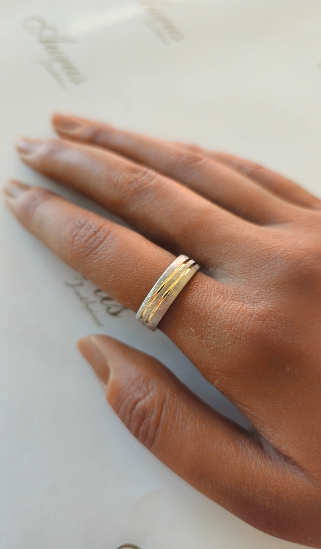 Alliance bicolore en or 6 mm