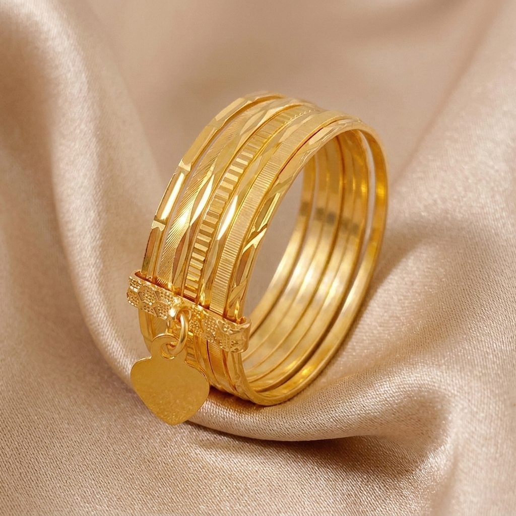 Gold Alliance Ring with Heart, Size 7