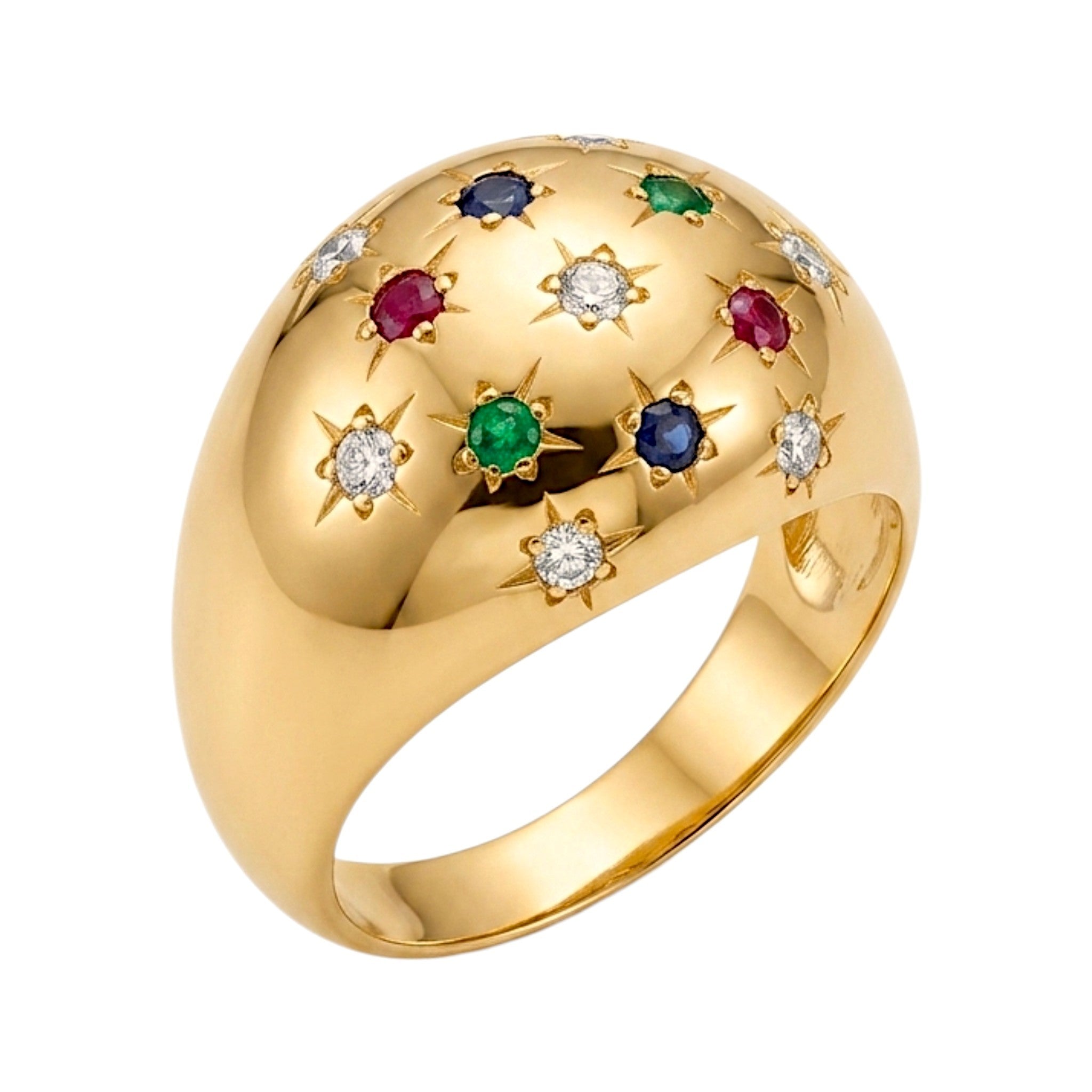 Anel Zircónias Ouro