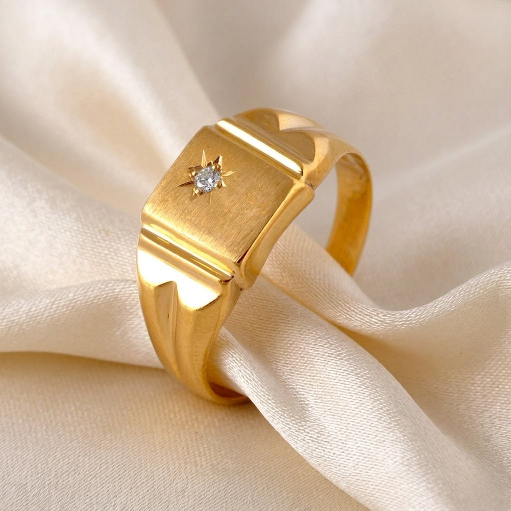 Corner Stone Ring with Gold