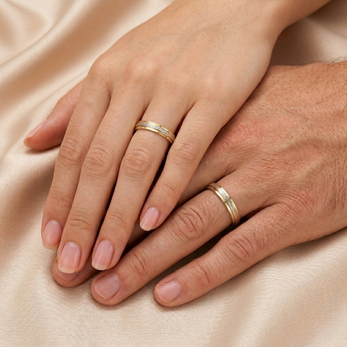 Two-tone 3mm Gold Wedding Band