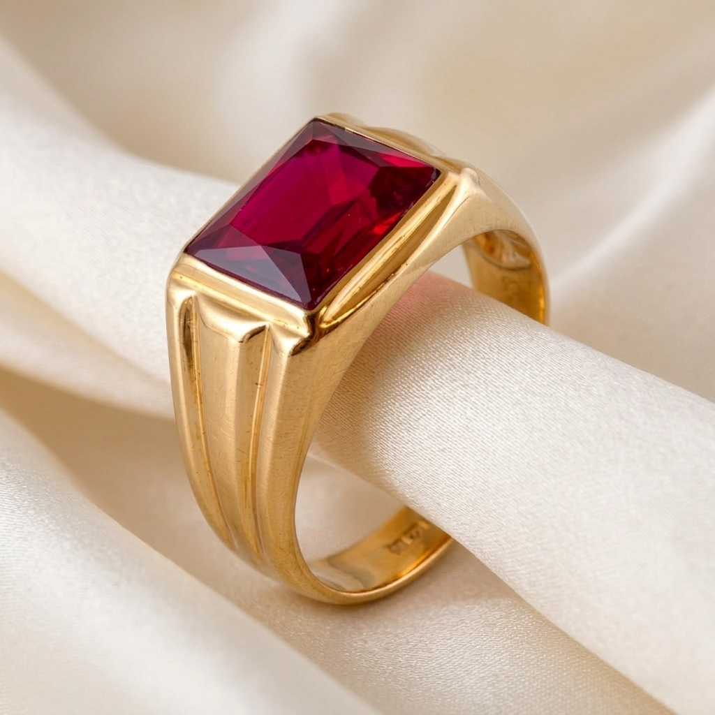Red Zirconia Gold Ring