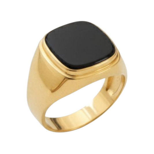 Anel Zircónia Preta Ouro