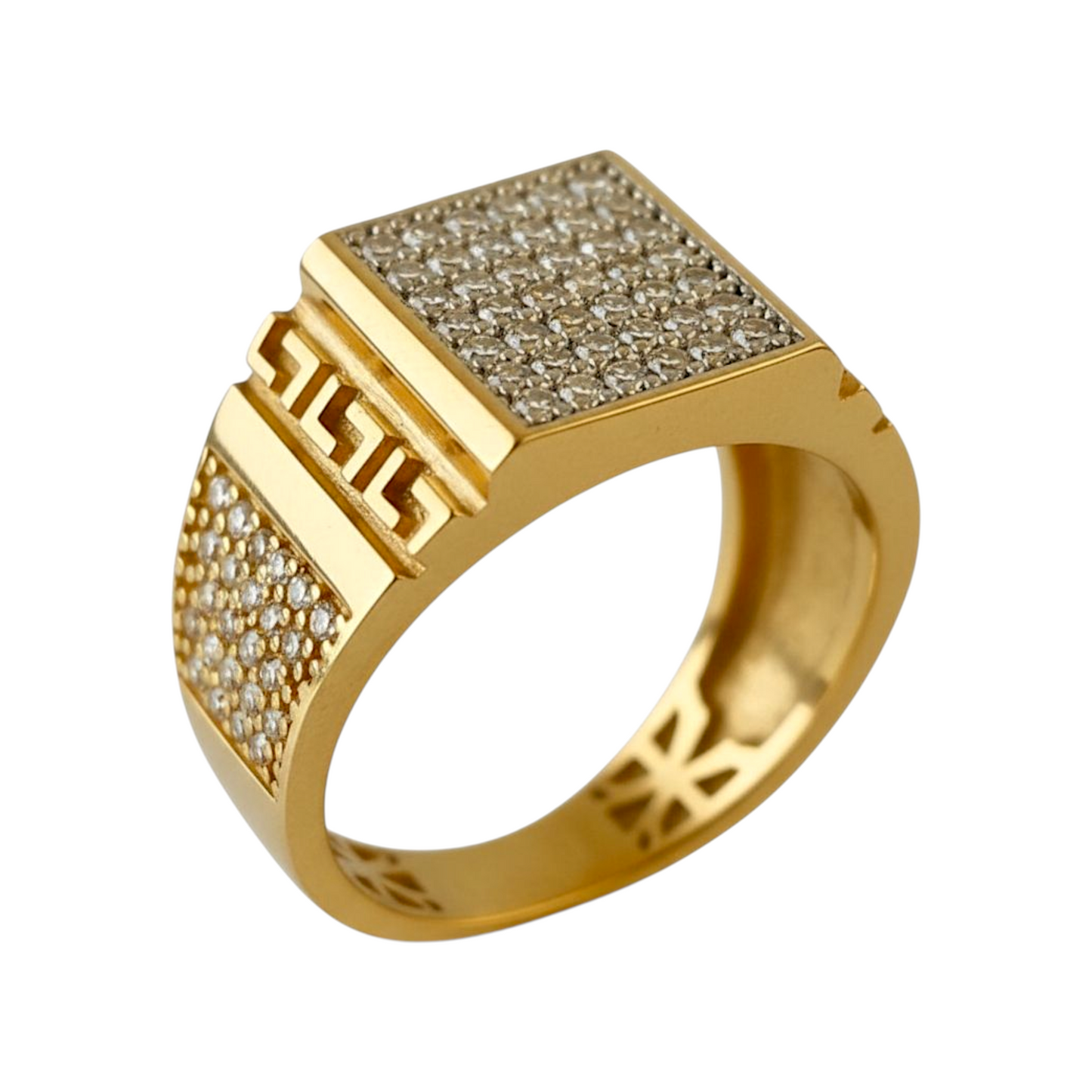 Anel V Zircónias Ouro