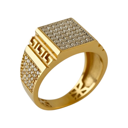 Anel V Zircónias Ouro