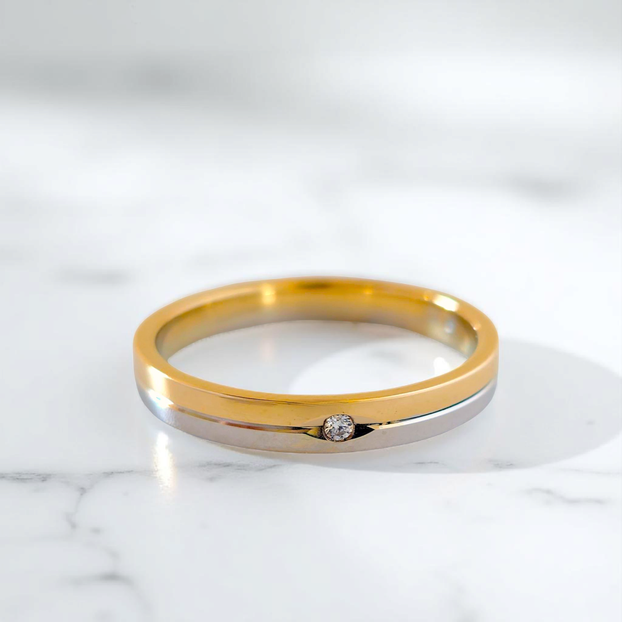 Alliance bicolore en or 3 mm