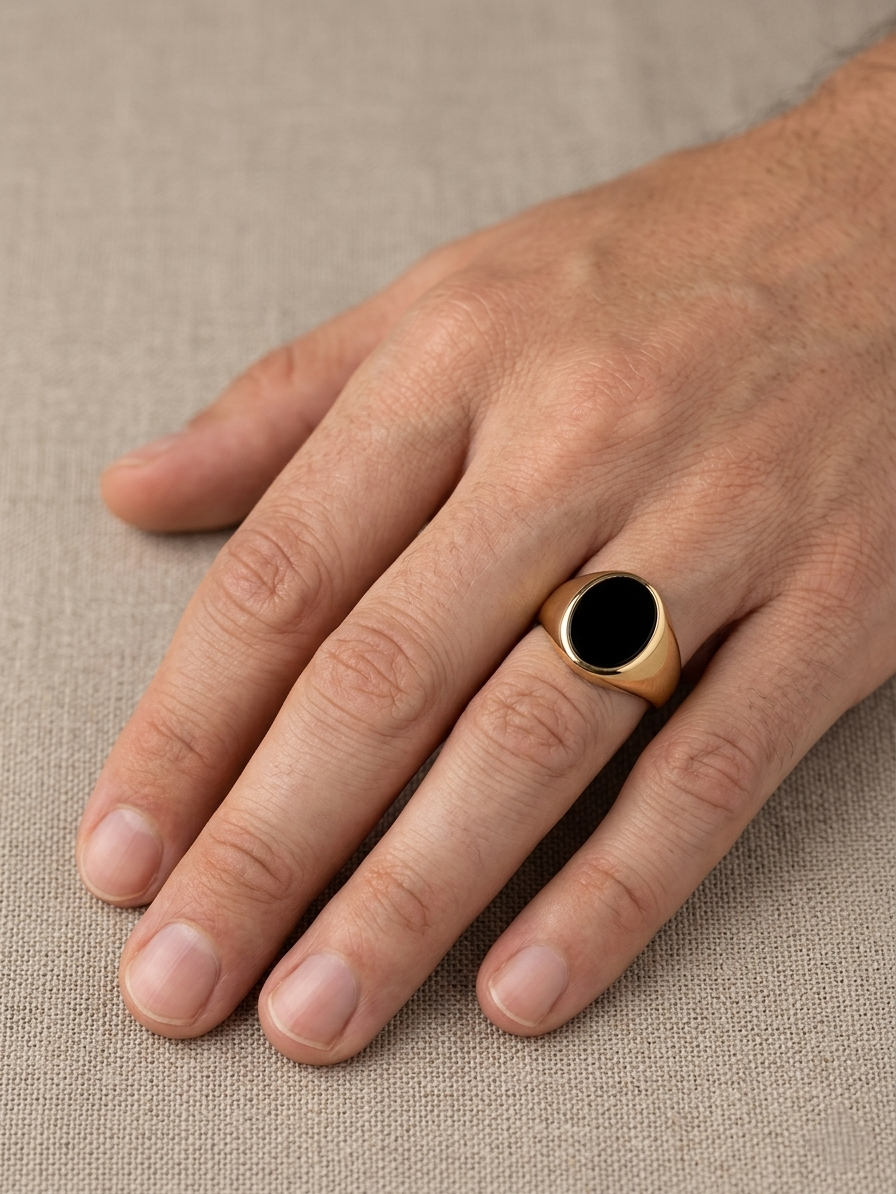Gold Ring with Onyx Stone
