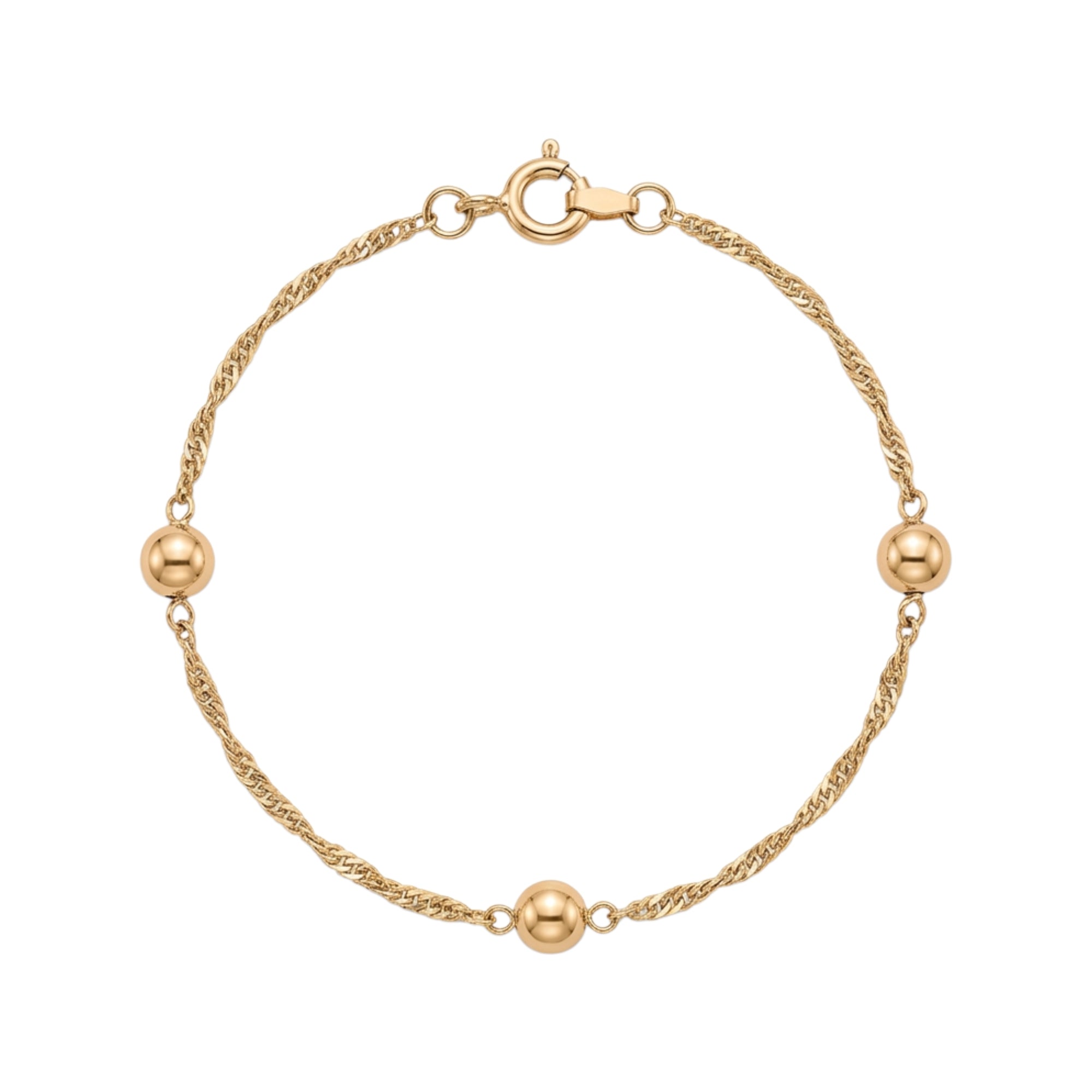 Pulseira C/Bolas Criança Ouro