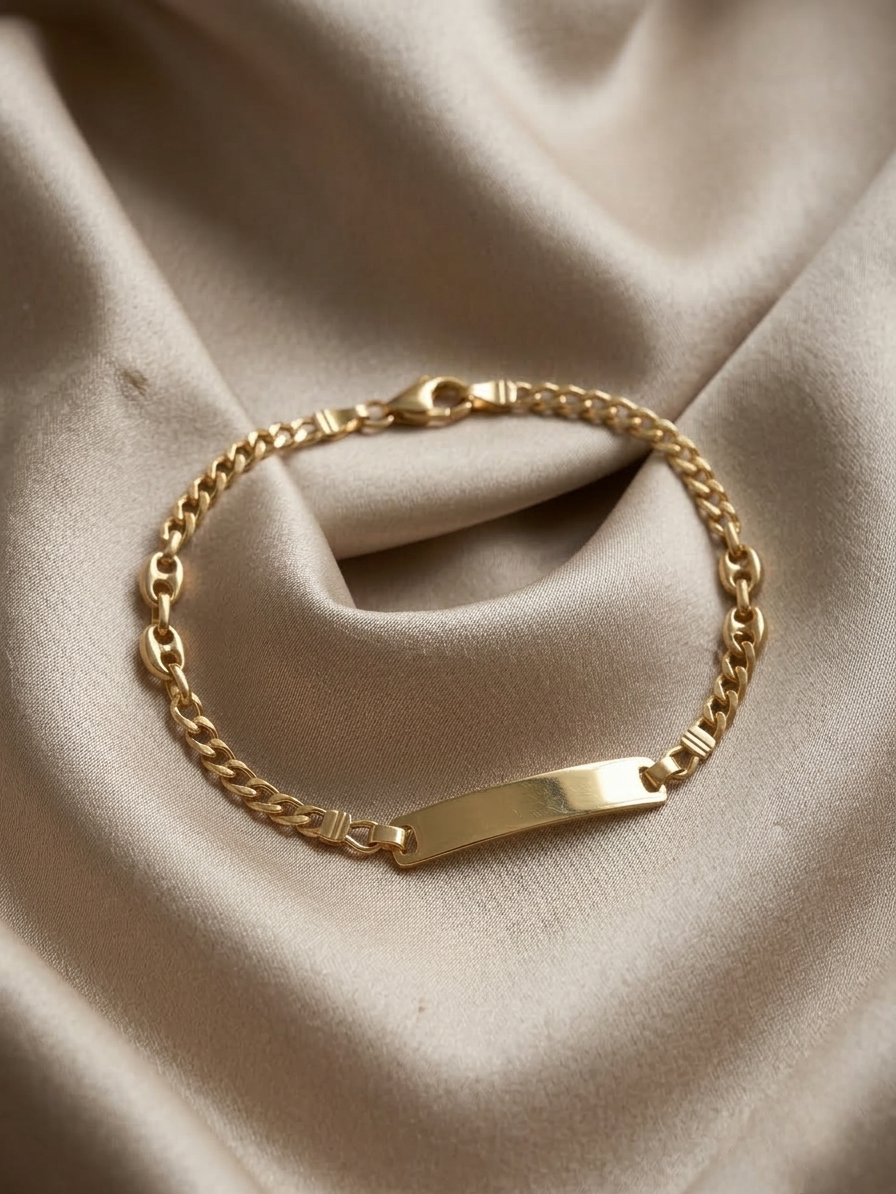 Pulseira C/Chapa Criança Ouro